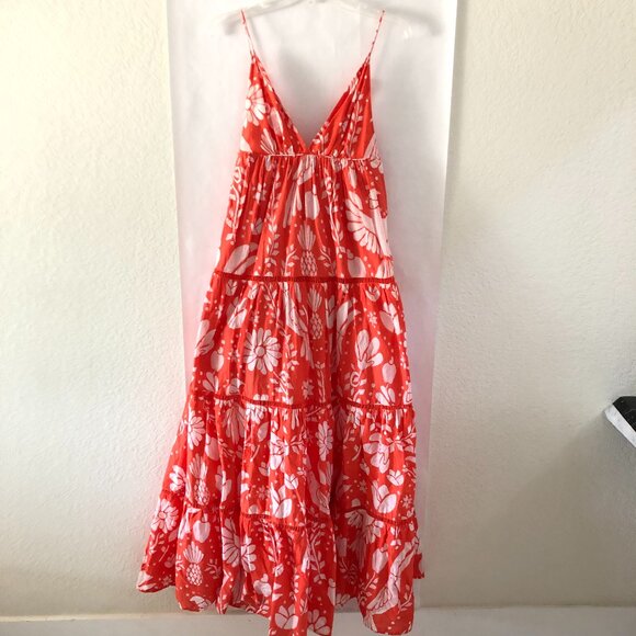 Farm Rio Women’s Orange Neon Jungle Tiered Maxi Dress Size XS Casual Resort - Picture 7 of 16